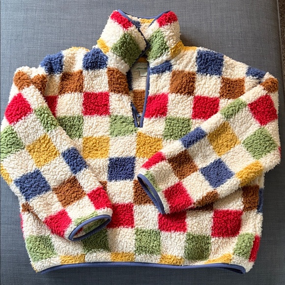 THE GREAT. Tops - The Great + Eddie Bauer Colorful Checkered Sherpa Pullover